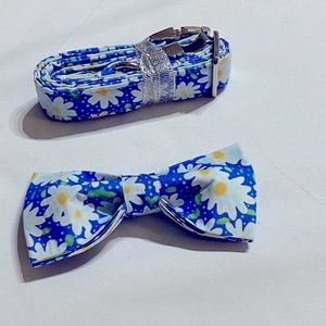 Dog Collar and Bow tie Attachment.  Size M/L Dogs.  Collars extends to 20”.  New